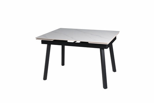 HD-11002 — Επεκτεινόμενο Τραπέζι Gloss Snow White — 120(+30+30)x85x76H cm