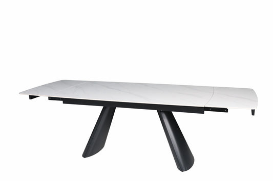 HD-11004 — Επεκτεινόμενο Τραπέζι Gloss Snow White — 160(+40+40)x90x76H cm