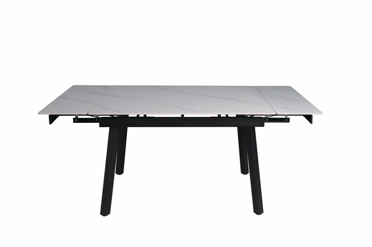 HD-11002 — Επεκτεινόμενο Τραπέζι Gloss Snow White — 120(+30+30)x85x76H cm