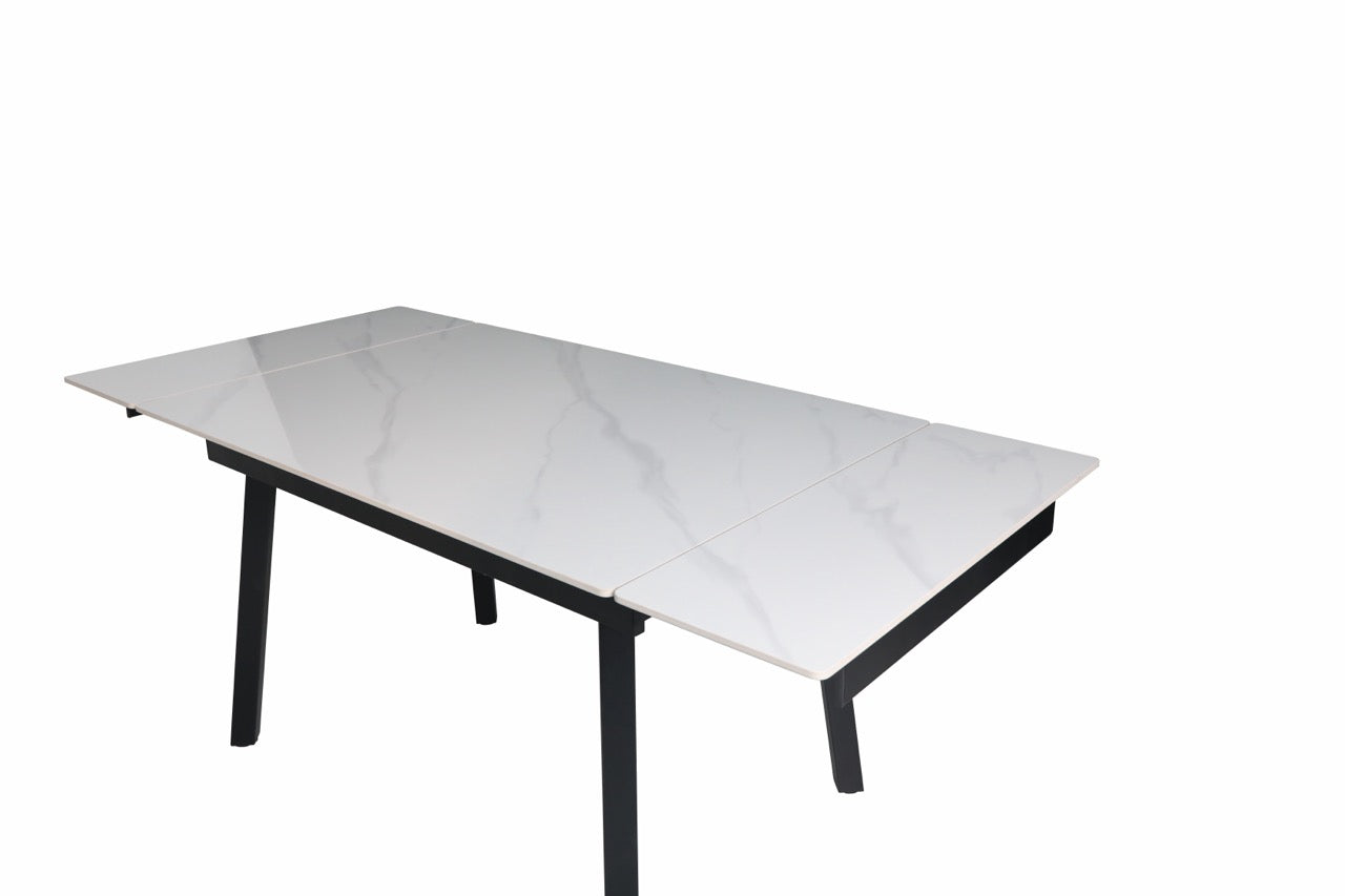 HD-11002 — Επεκτεινόμενο Τραπέζι Gloss Snow White — 120(+30+30)x85x76H cm