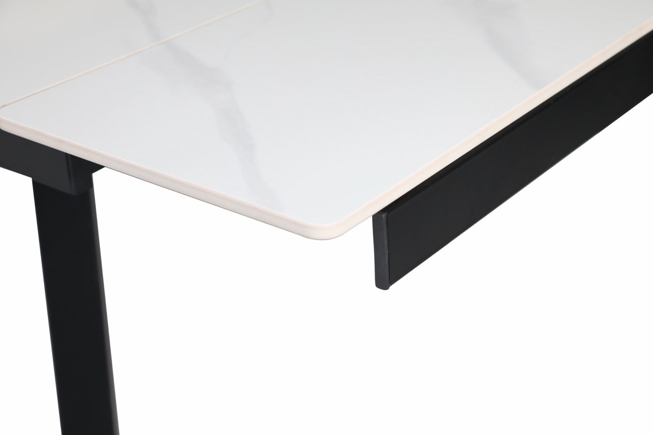 HD-11002 — Επεκτεινόμενο Τραπέζι Gloss Snow White — 120(+30+30)x85x76H cm