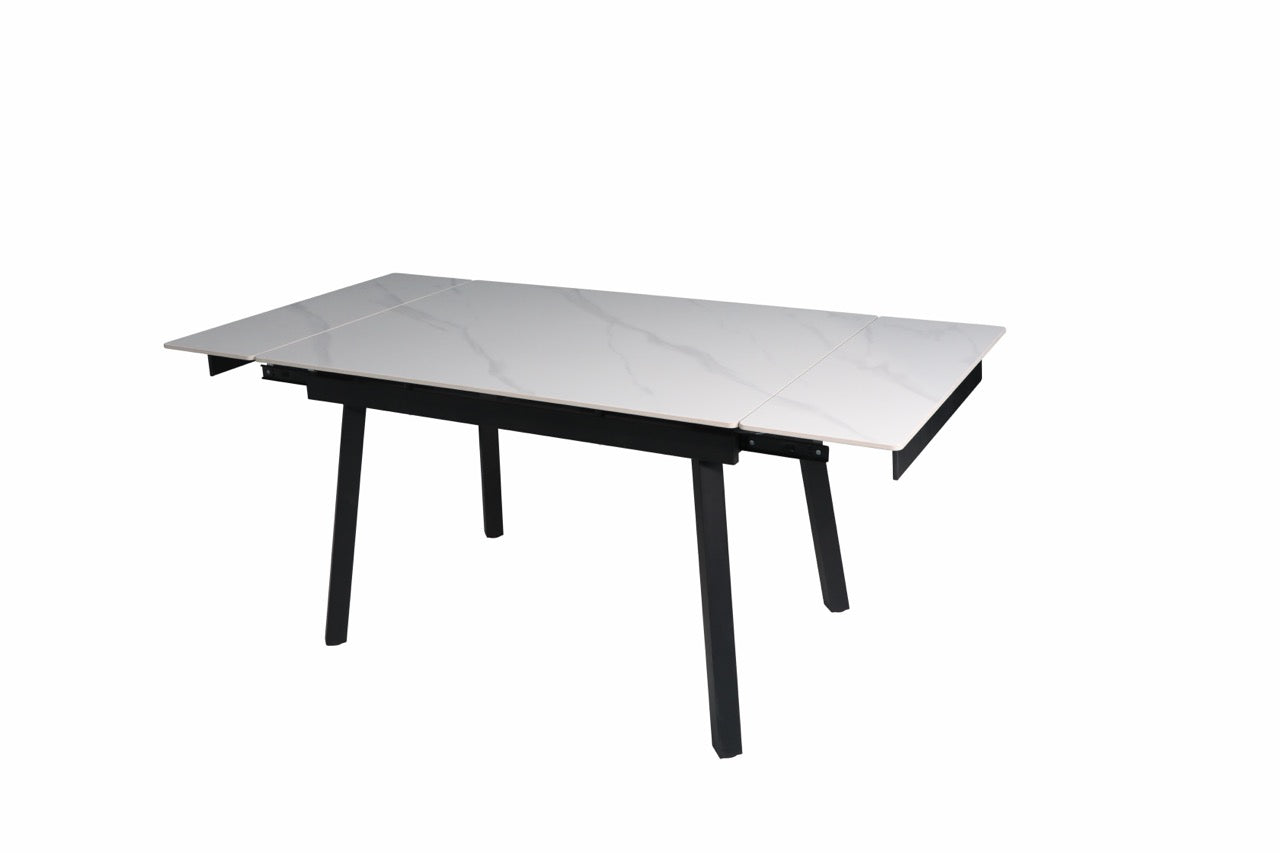 HD-11002 — Επεκτεινόμενο Τραπέζι Gloss Snow White — 120(+30+30)x85x76H cm