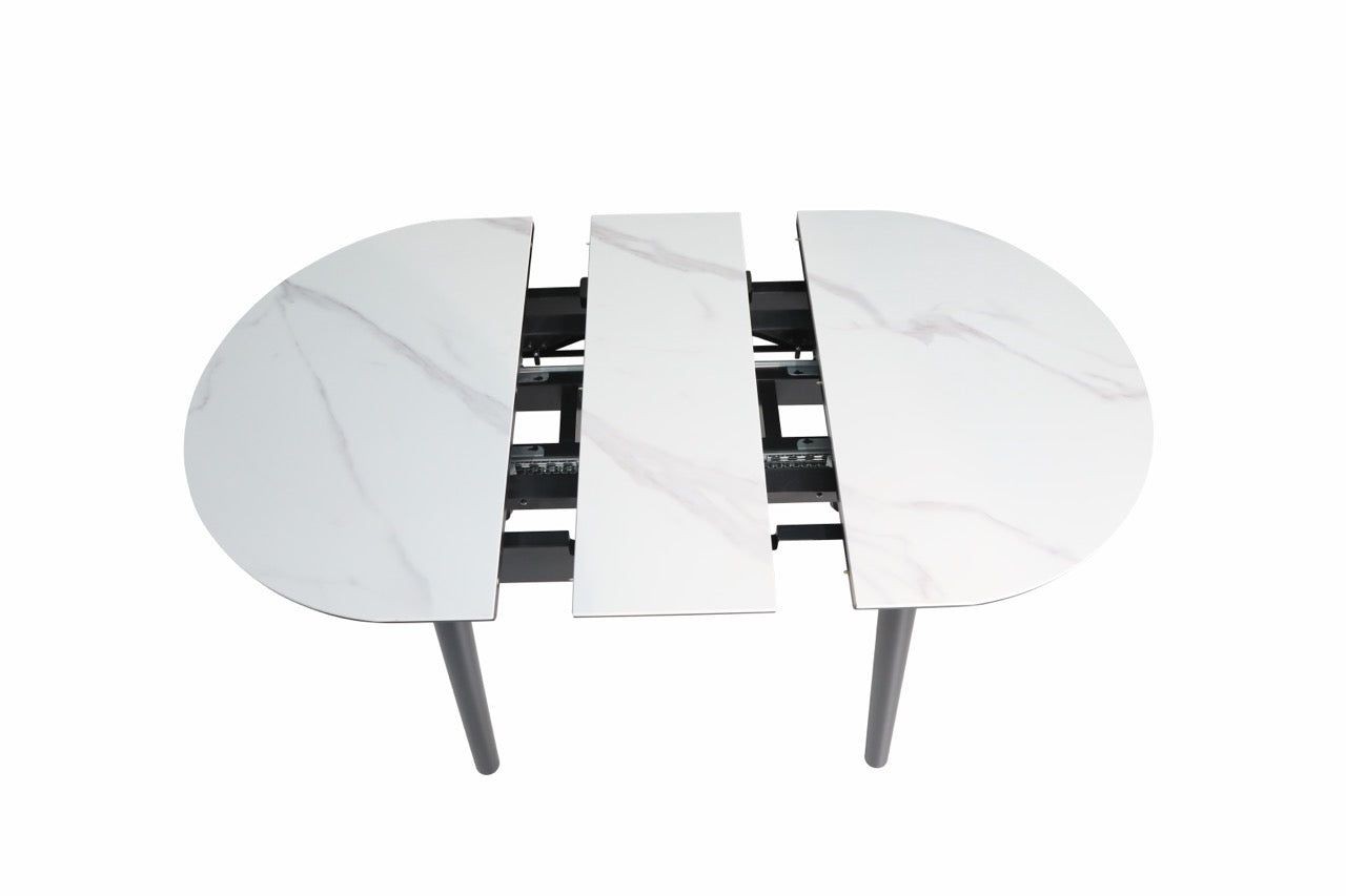 HD-11003 — Επεκτεινόμενο Τραπέζι Gloss Snow White — 95(+25)x76H cm