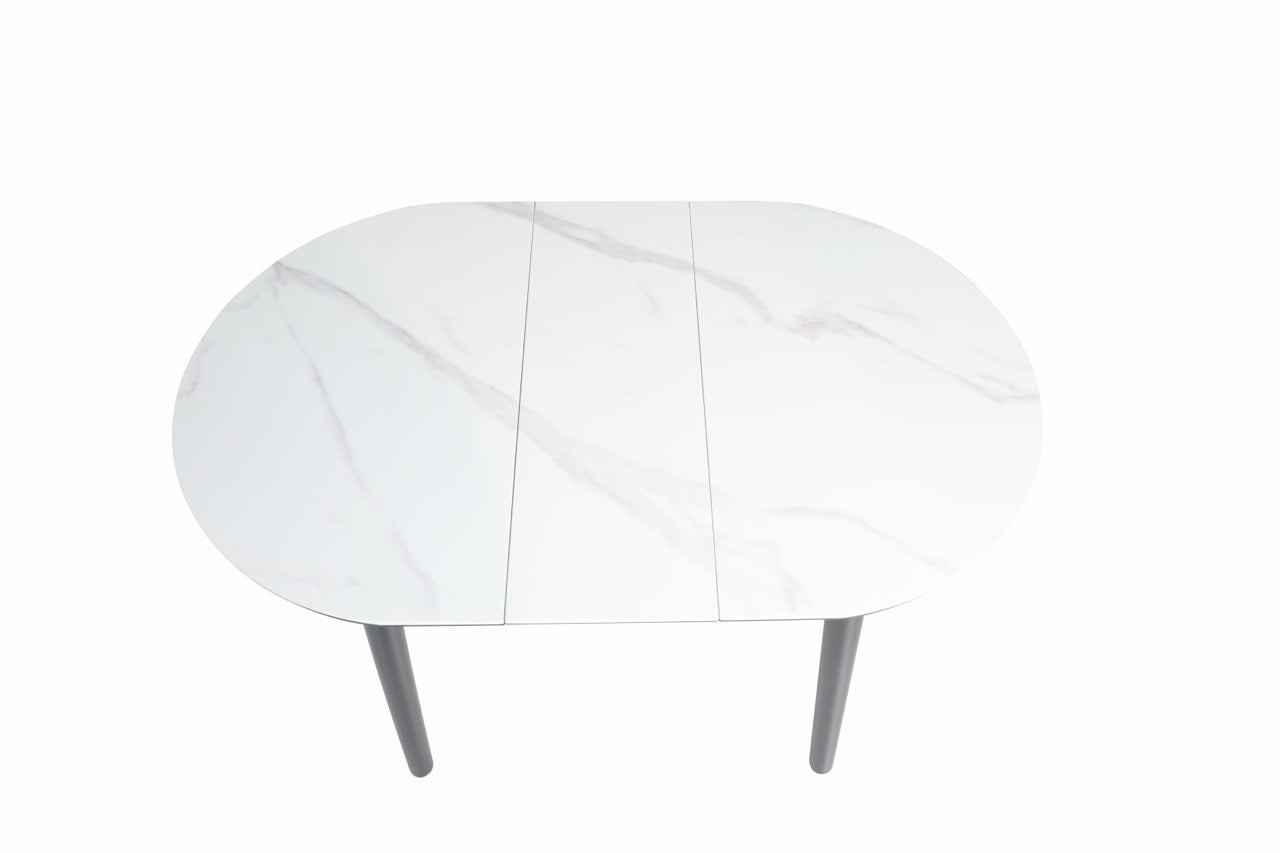 HD-11003 — Επεκτεινόμενο Τραπέζι Gloss Snow White — 95(+25)x76H cm