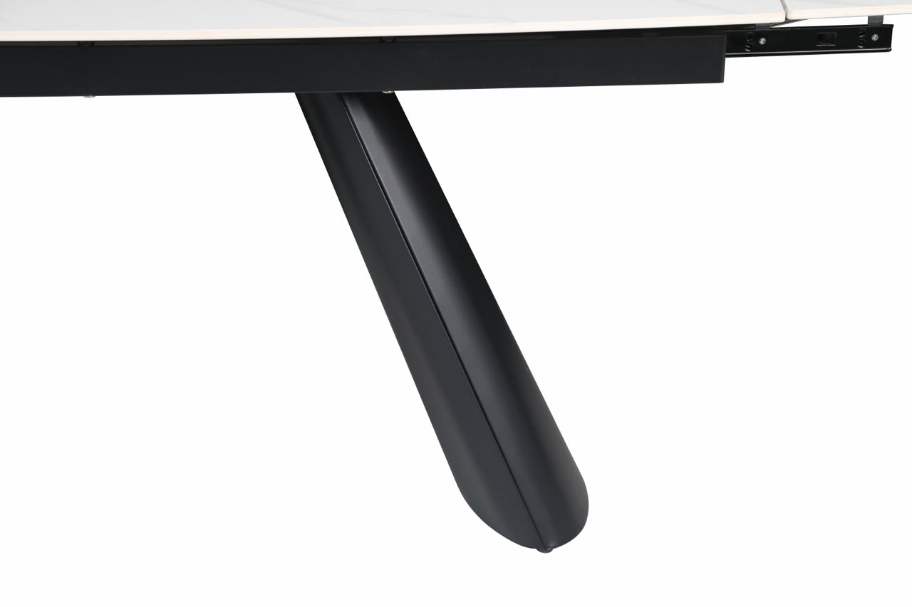 HD-11004 — Επεκτεινόμενο Τραπέζι Gloss Snow White — 160(+40+40)x90x76H cm