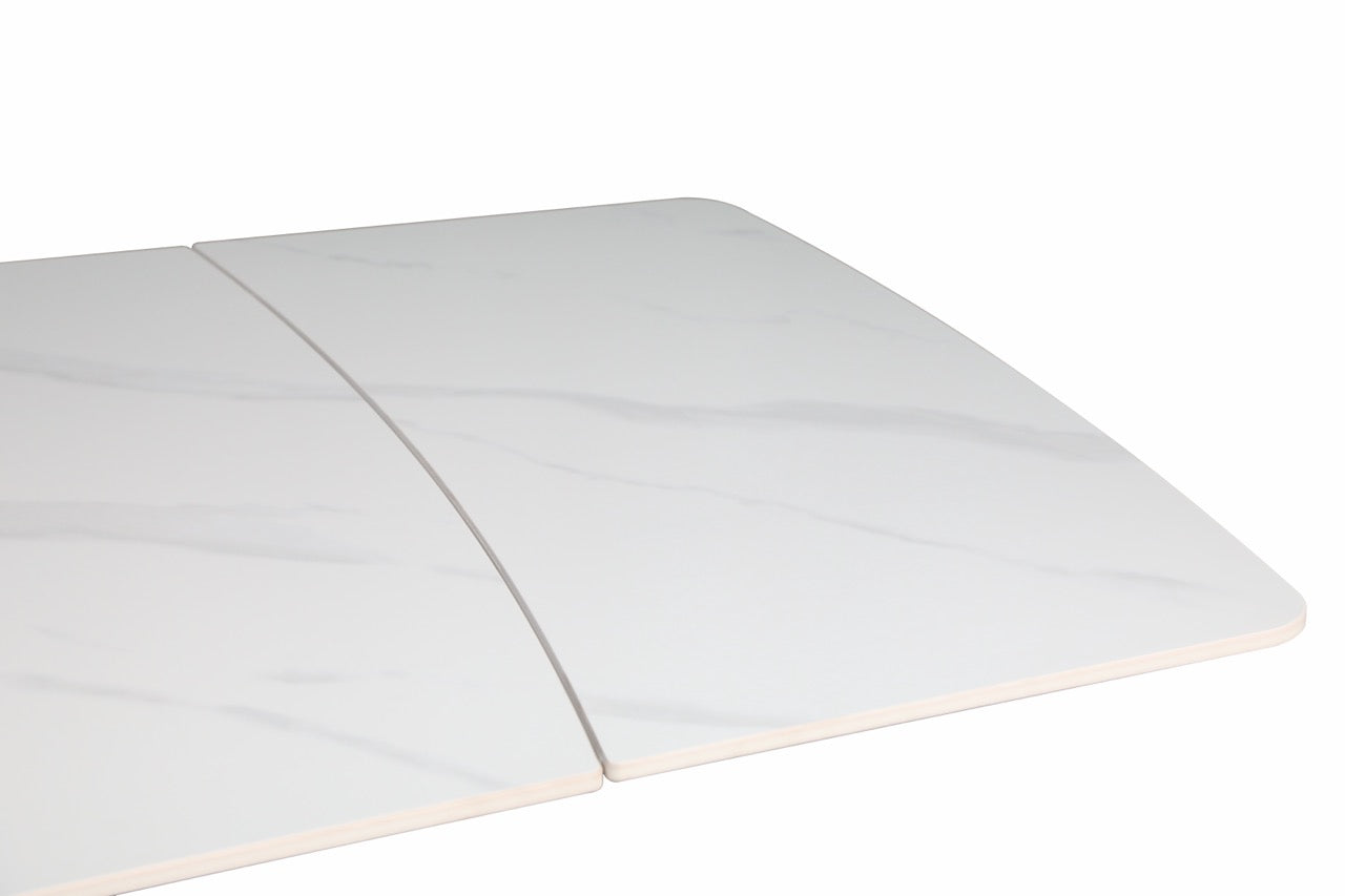 HD-11004 — Επεκτεινόμενο Τραπέζι Gloss Snow White — 160(+40+40)x90x76H cm